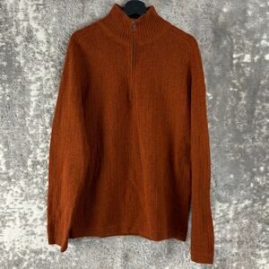 Banana Republic Size L Lambswool Cashmere Blend Mock Neck Sweater Burnt Orange